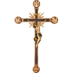 Cristo Barocco su croce con Evangelisti e raggi