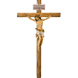 Cristo Pisa su croce dritta con Titulus Crucis in ebraico - latino - greco