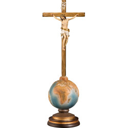 Cristo Pisa em cruz direita em globo