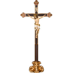 Cristo Pisa su croce barocca su piedistallo