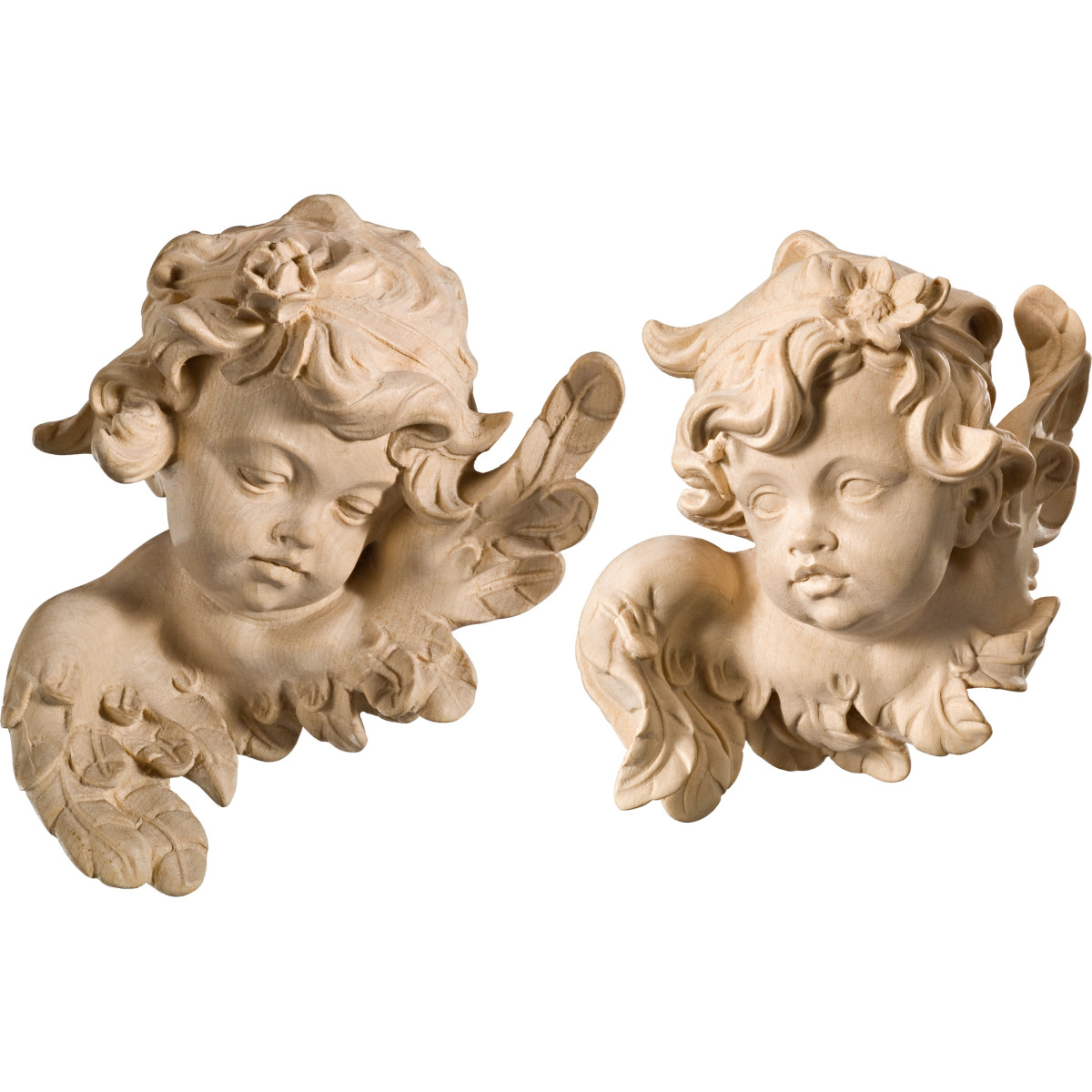 Puttoheadpair with rose and marguerite