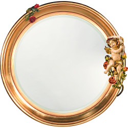 Espejo con rosas y Ángel Bergland con anillos de boda