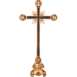 Cross with Evangelists and rays on pedestal