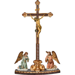 Corpus Baroque on cross baroque on pedestal with angelpair kneeling