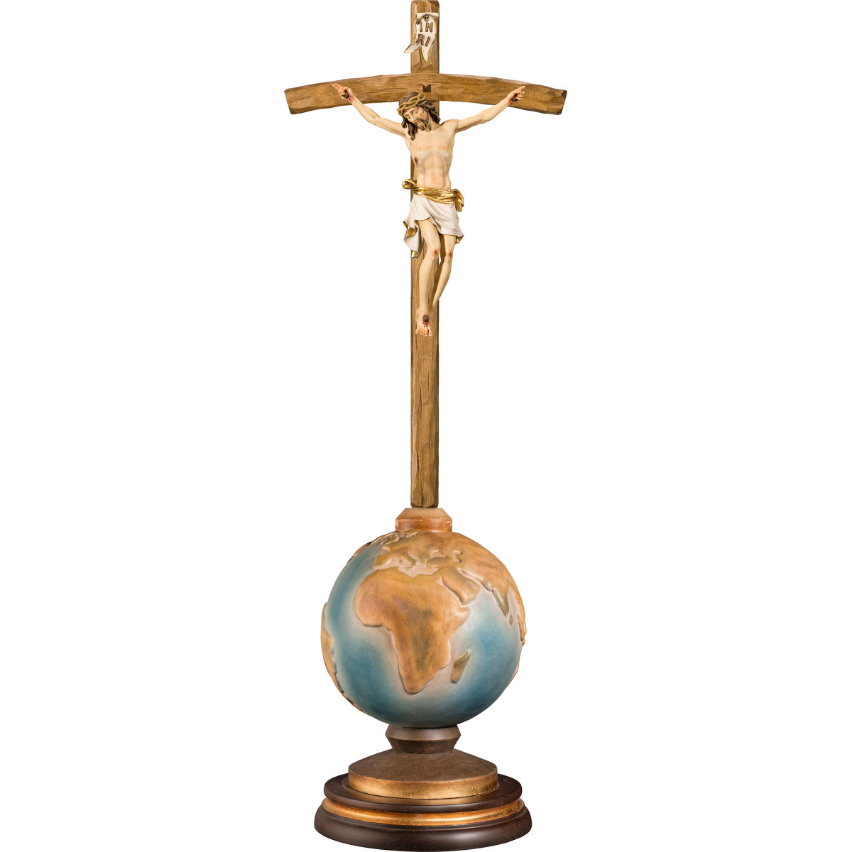 Corpus Pisa on bent cross on globe