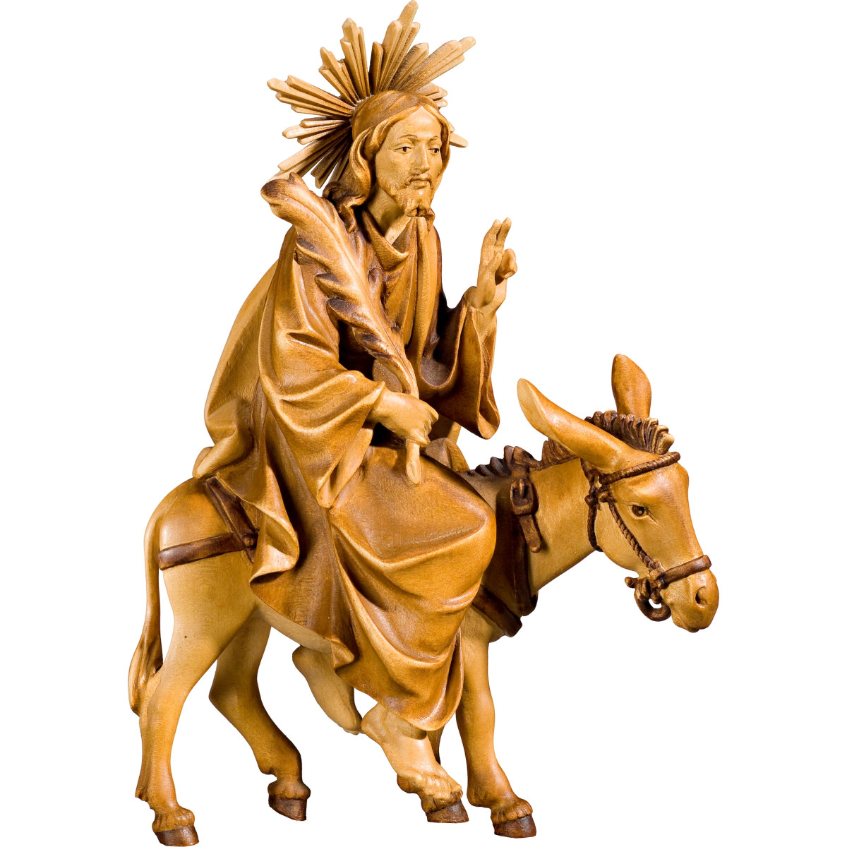 Jesus with palms on donkey (without base)