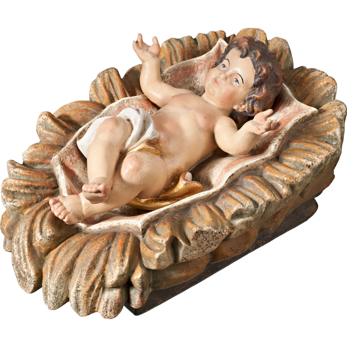 Jesus Child in carved cradle
