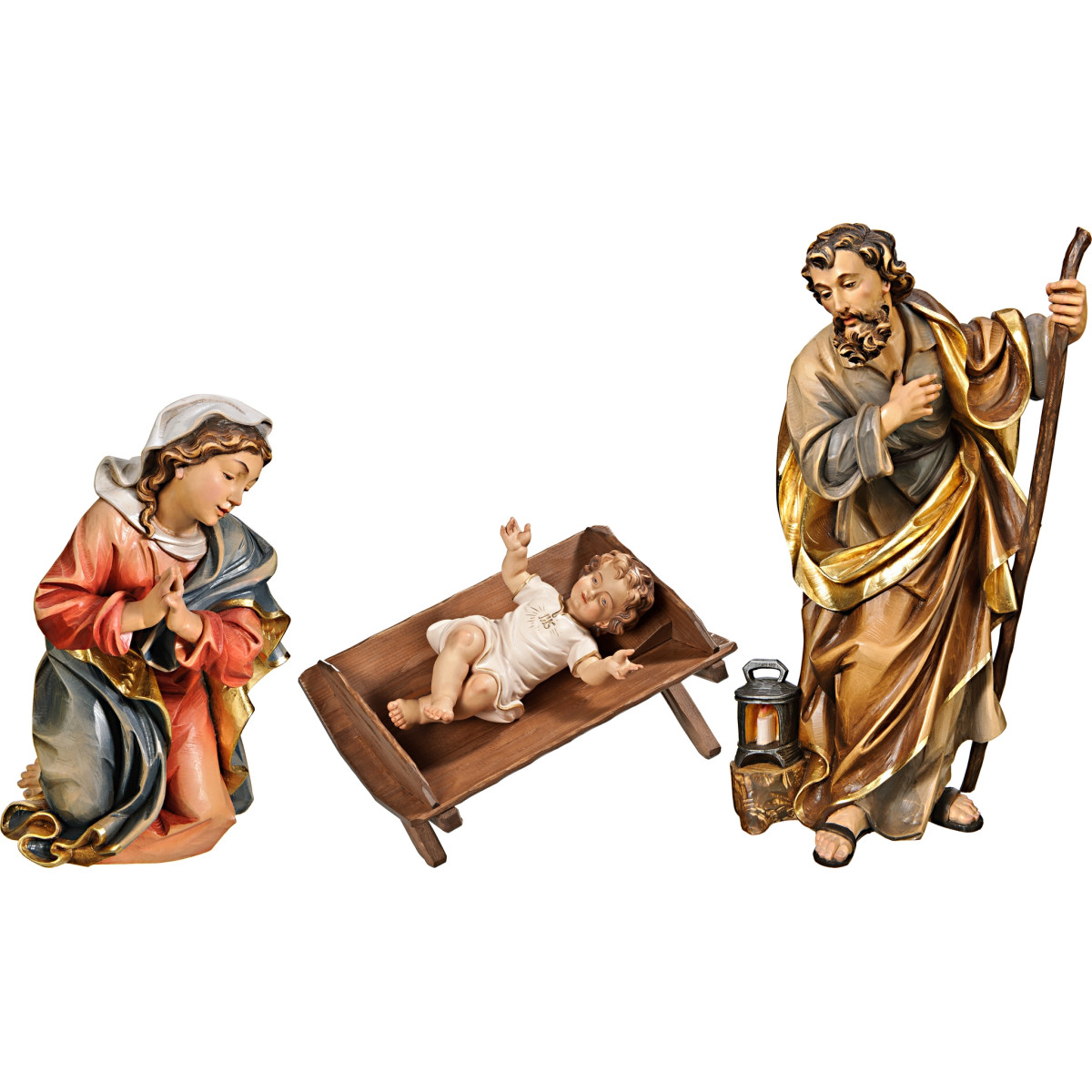 S. Família com Menino Jesus vestido IHS em cama simples (sem base)