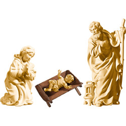 Holy Family with Jesus Child clothed in simple cradle (without base)