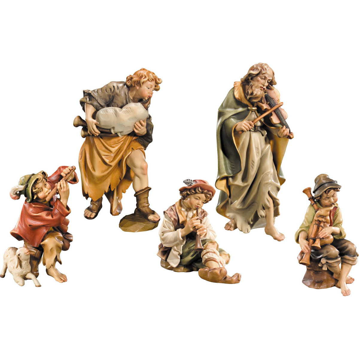 Pastores músicos para belén en madera | Bergland