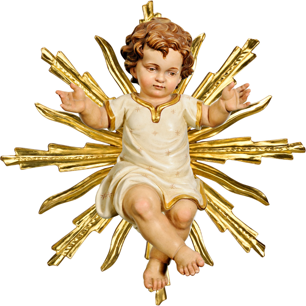 Menino Jesus vestido sobre uma auréola radiante